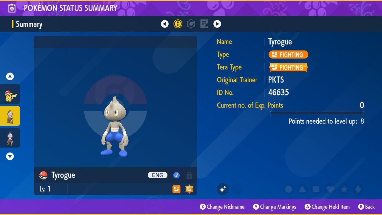 SHINY 6IV TYROGUE EV Trained | Scarlet & Violet Pokémon | Battle Ready Competitive | Free Bonus Shiny |