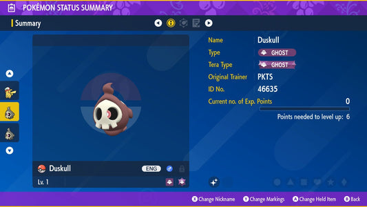 SHINY 6IV DUSKULL EV Trained | Scarlet & Violet Pokémon | Battle Ready Competitive | Free Bonus Shiny |