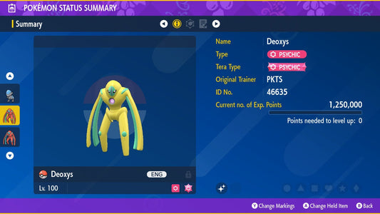SHINY 6IV Defense Forme DEOXYS / Pokémon Scarlet and Violet / 6IV Pokemon / Shiny Pokemon / Mythical Pokemon /  Fast Trade / Pokerus /