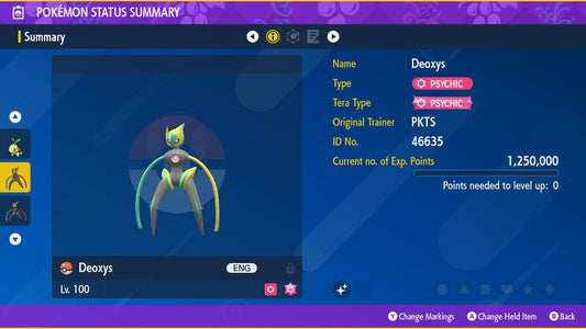 SHINY 6IV Speed Forme DEOXYS / Pokémon Scarlet and Violet / 6IV Pokemon / Shiny Pokemon / Mythical Pokemon /  Fast Trade / Pokerus /