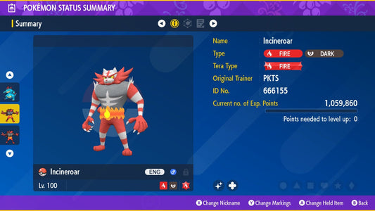 SHINY 6IV INCINEROAR EV Trained | Scarlet & Violet Pokémon | Battle Ready Competitive | Free Bonus Shiny |