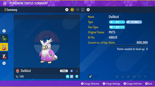 Shiny DELIBIRD Pokémon Scarlet Violet 6IV Competitive Battle Ready
