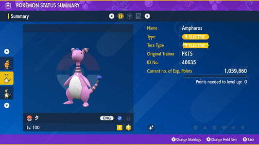 SHINY 6IV AMPHAROS EV Trained | Scarlet & Violet Pokémon | Battle Ready Competitive | Free Bonus Shiny |