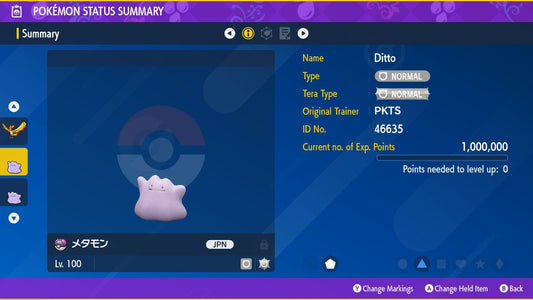 Non-Shiny 6IV DITTO Japanese Masuda Pokemon / Pokémon Scarlet and Violet / 6IV Pokemon / Non-Shiny Pokemon / Breeding Japanese Ditto /