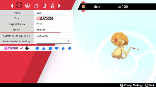 SHINY 6IV UXIE EV Trained | Sword & Shield Pokémon | Battle Ready Competitive | Free Bonus Shiny |