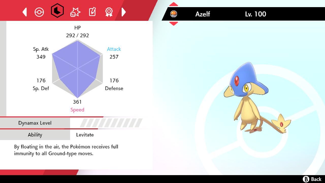 SHINY 6IV AZELF EV Trained | Sword & Shield Pokémon | Battle Ready Competitive | Free Bonus Shiny |