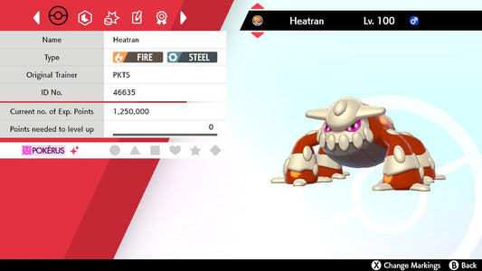 SHINY 6IV HEATRAN EV Trained | Sword & Shield Pokémon | Battle Ready Competitive | Free Bonus Shiny |