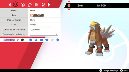SHINY 6IV ENTEI EV Trained | Sword & Shield Pokémon | Battle Ready Competitive | Free Bonus Shiny |