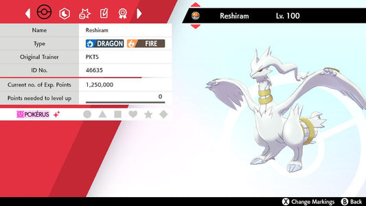 SHINY 6IV RESHIRAM EV Trained | Sword & Shield Pokémon | Battle Ready Competitive | Free Bonus Shiny |