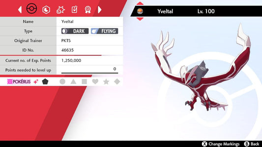 SHINY 6IV YVELTAL EV Trained | Sword & Shield Pokémon | Battle Ready Competitive | Free Bonus Shiny |
