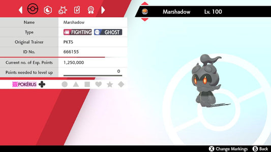 Non-SHINY 6IV MARSHADOW EV Trained | Sword & Shield Pokémon | Battle Ready Competitive | Free Bonus Shiny |