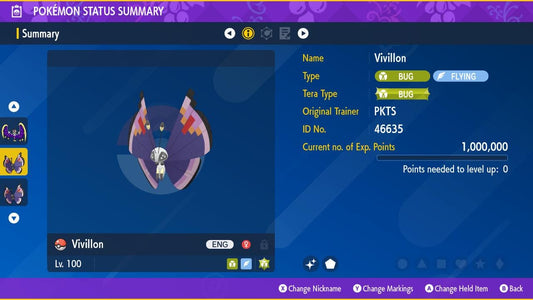 SHINY 6IV Elegant VIVILLON / Pokémon Scarlet and Violet / 6IV Pokemon / Shiny Pokemon / Competitive Battle Ready / Free Shiny / EV Trained