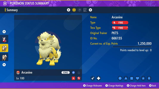 SHINY 6IV ARCANINE EV Trained | Scarlet & Violet Pokémon | Battle Ready Competitive | Free Bonus Shiny |