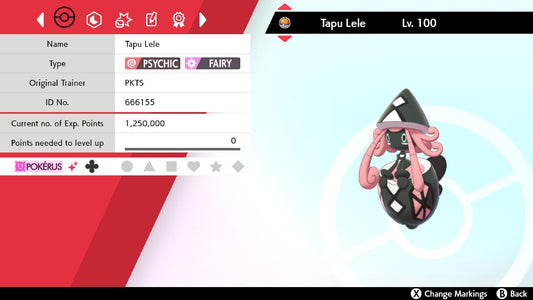 Shiny 6IV TAPU LELE EV Trained | Sword & Shield Pokémon | Battle Ready Competitive | Free Bonus Shiny |