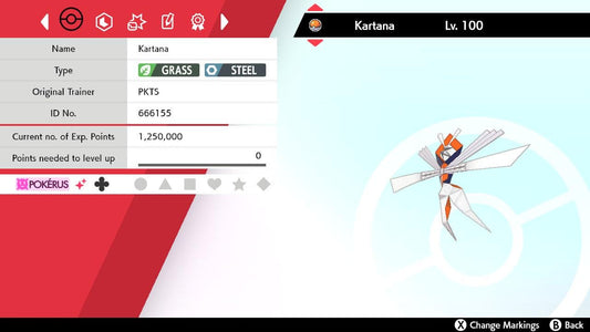 SHINY 6IV KARTANA EV Trained | Sword & Shield Pokémon | Battle Ready Competitive | Free Bonus Shiny |