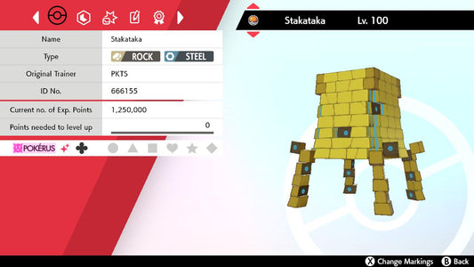 SHINY 6IV STAKATAKA EV Trained | Sword & Shield Pokémon | Battle Ready Competitive | Free Bonus Shiny |