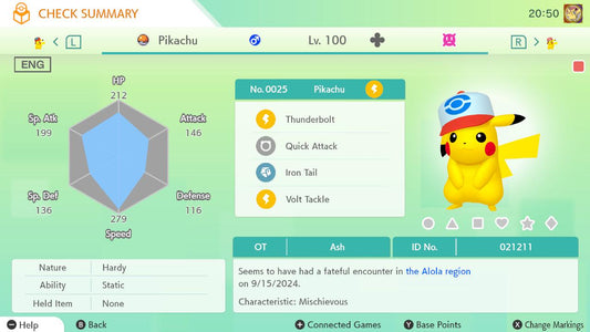 Pokemon Home ASH PIKACHU EVENT Unova Cap 6IV / Pokemon Scarlet Violet / Pokemon Sword Shield, Pokemon Lets Go, Pokemon Legends Arceus