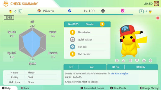 Pokemon Home ASH PIKACHU EVENT Sinnoh Cap 6IV / Pokemon Scarlet Violet / Pokemon Sword Shield, Pokemon Lets Go, Pokemon Legends Arceus