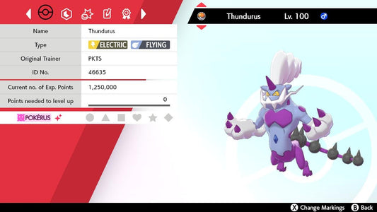 SHINY 6IV Therian Forme THUNDURUS / Pokémon Sword and Shield / 6IV Pokemon / Shiny Pokemon / Competitive Battle Ready + EVs / Free Shiny /
