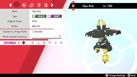 Shiny 6IV TAPU BULU EV Trained | Sword & Shield Pokémon | Battle Ready Competitive | Free Bonus Shiny |