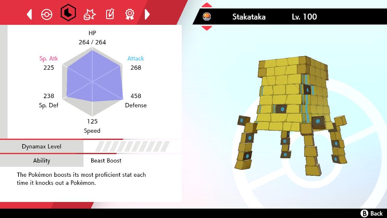 SHINY 6IV STAKATAKA EV Trained | Sword & Shield Pokémon | Battle Ready Competitive | Free Bonus Shiny |