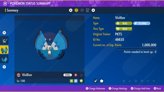 SHINY 6IV Marine VIVILLON / Pokémon Scarlet and Violet / 6IV Pokemon / Shiny Pokemon / Competitive Battle Ready / Free Shiny / EV Trained