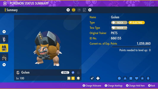 SHINY 6IV Alolan Golem / Pokémon Scarlet and Violet / 6IV Pokemon / Shiny Pokemon / Competitive Battle Ready + EVs / EV Trained