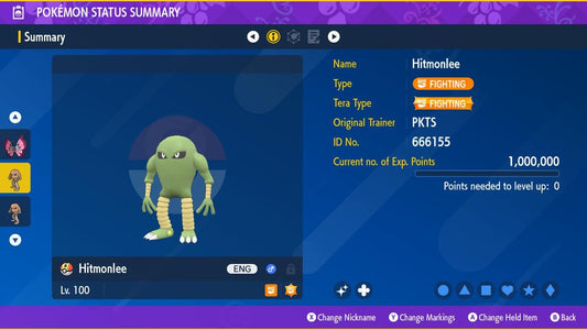 SHINY 6IV HITMONLEE EV Trained | Scarlet & Violet Pokémon | Battle Ready Competitive | Free Bonus Shiny |