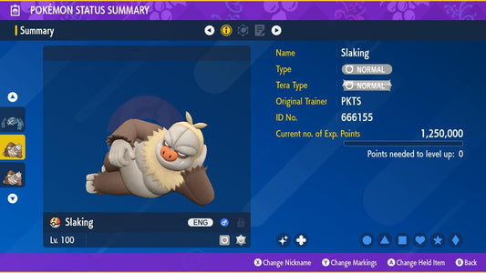 SHINY 6IV SLAKING EV Trained | Scarlet & Violet Pokémon | Battle Ready Competitive | Free Bonus Shiny |