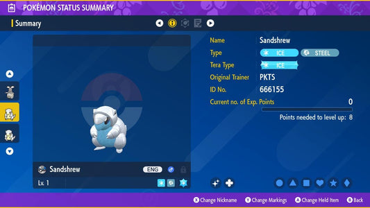 SHINY 6IV Alolan Sandschrew / Pokémon Scarlet and Violet / 6IV Pokemon / Shiny Pokemon / Competitive Battle Ready + EVs / EV Trained