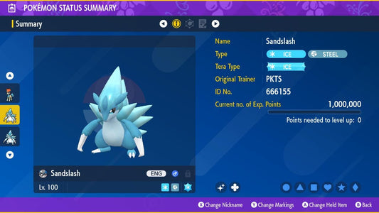 SHINY 6IV Alolan Sandslash / Pokémon Scarlet and Violet / 6IV Pokemon / Shiny Pokemon / Competitive Battle Ready + EVs / EV Trained