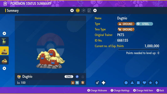 SHINY 6IV Alolan Dugtrio / Pokémon Scarlet and Violet / 6IV Pokemon / Shiny Pokemon / Competitive Battle Ready + EVs / EV Trained