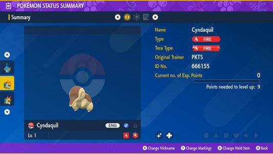 SHINY 6IV CYNDAQUIL / Pokémon Scarlet and Violet / 6IV Pokemon / Shiny Pokemon / Competitive /  Free Shiny / Fast Trade / Pokerus /