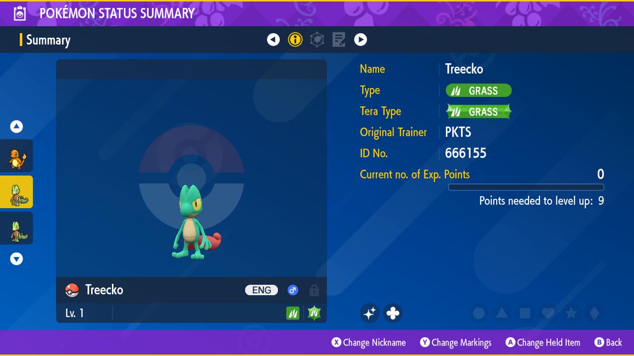 SHINY 6IV TREECKO / Pokémon Scarlet and Violet / 6IV Pokemon / Shiny Pokemon / Competitive /  Free Shiny / Fast Trade / Pokerus /