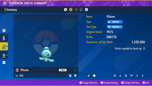 SHINY 6IV PHIONE / Pokémon Scarlet and Violet / 6IV Pokemon / Shiny Pokemon / Competitive /  Fast Trade / Pokerus / Rare Pokemon