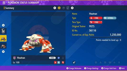 SHINY 6IV HEATRAN / Pokémon Scarlet and Violet / 6IV Pokemon / Shiny Pokemon / Competitive /  Fast Trade / Pokerus / Rare Pokemon