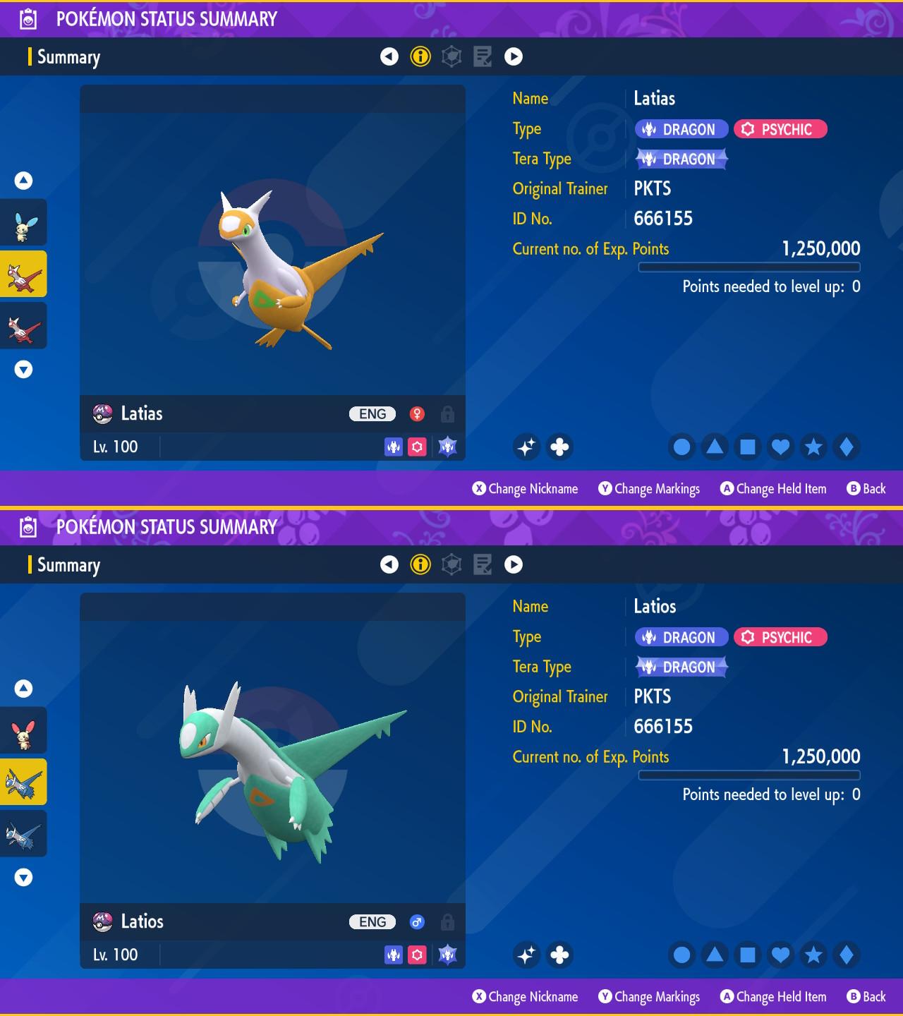 SHINY Latias, Latios Bundle Pack 6IV EV / Pokémon Scarlet and Violet / 6IV Pokemon / Shiny Pokemon / Free Shiny / EV Trained
