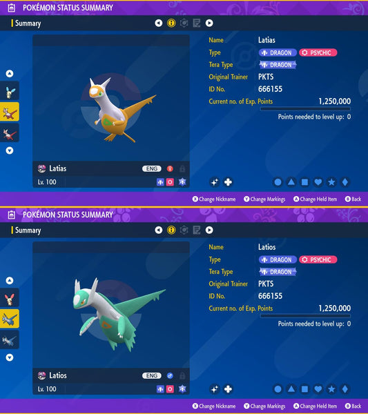 SHINY Latias, Latios Bundle Pack 6IV EV / Pokémon Scarlet and Violet / 6IV Pokemon / Shiny Pokemon / Free Shiny / EV Trained