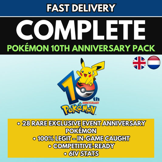 Pokémon 10th Anniversary Bundle Pack, Pokemon Home Event Pokémon Anniversary Bundle, 6IV Competitive, Home Trade, Battle Ready Fast Delivery