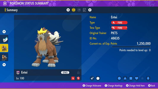 SHINY 6IV ENTEI / Pokémon Scarlet and Violet / 6IV Pokemon / Shiny Pokemon / Competitive /  Free Shiny / Fast Trade / Pokerus /