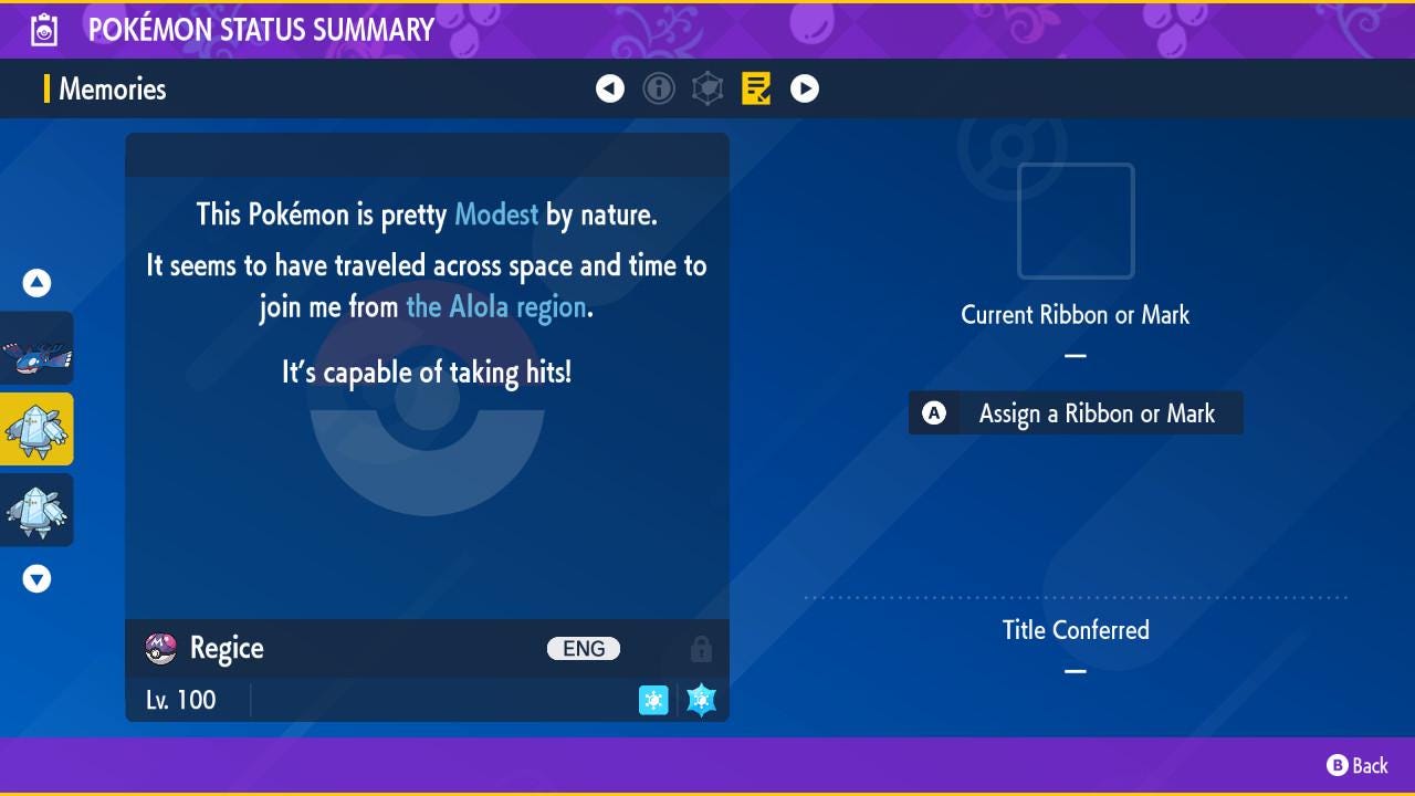 SHINY 6IV REGICE / Pokémon Scarlet and Violet / 6IV Pokemon / Shiny Pokemon / Competitive /  Free Shiny / Fast Trade / Pokerus /
