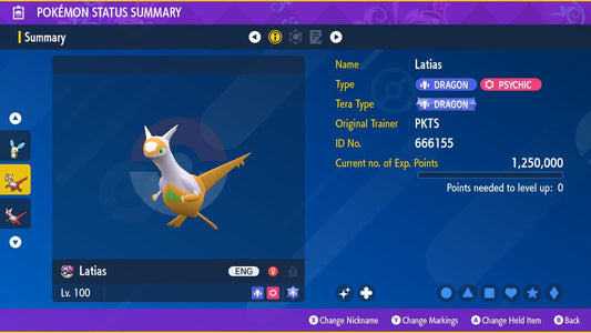 SHINY 6IV LATIAS / Pokémon Scarlet and Violet / Legendary Pokemon / Shiny Pokemon / Competitive Battle Ready / Free Shiny / EV Trained
