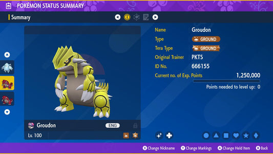 SHINY 6IV GROUDON EV Trained | Scarlet & Violet Pokémon | Battle Ready Competitive | Free Bonus Shiny |