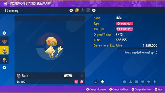 SHINY 6IV UXIE EV Trained | Scarlet & Violet Pokémon | Battle Ready Competitive | Free Bonus Shiny |