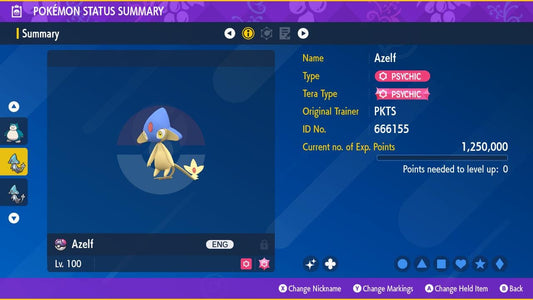 SHINY 6IV AZELF EV Trained | Scarlet & Violet Pokémon | Battle Ready Competitive | Free Bonus Shiny |