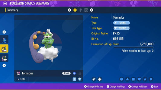 SHINY 6IV TORNADUS EV Trained | Scarlet & Violet Pokémon | Battle Ready Competitive | Free Bonus Shiny |