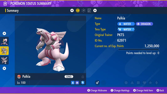 SHINY 6IV PALKIA EV Trained | Scarlet & Violet Pokémon | Battle Ready Competitive | Free Bonus Shiny |