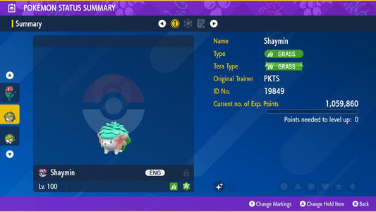 SHINY 6IV SHAYMIN / Pokémon Scarlet and Violet / 6IV Pokemon / Shiny Pokemon / Competitive /  Fast Trade / Pokerus / Rare Pokemon