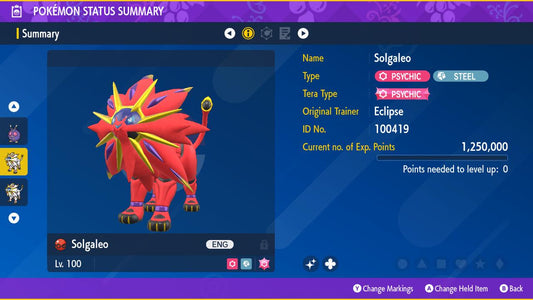 SHINY 6IV SOLGALEO / Pokémon Scarlet and Violet / 6IV Pokemon / Shiny Pokemon / Competitive /  Free Shiny / Fast Trade / Pokerus /