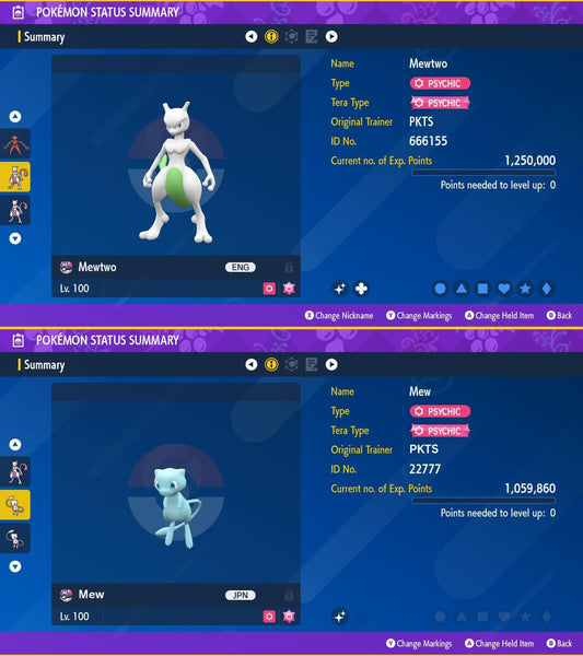 SHINY Mewtwo, Mew Bundle Pack 6IV EV / Pokémon Scarlet and Violet / 6IV Pokemon / Shiny Pokemon / Free Shiny / EV Trained